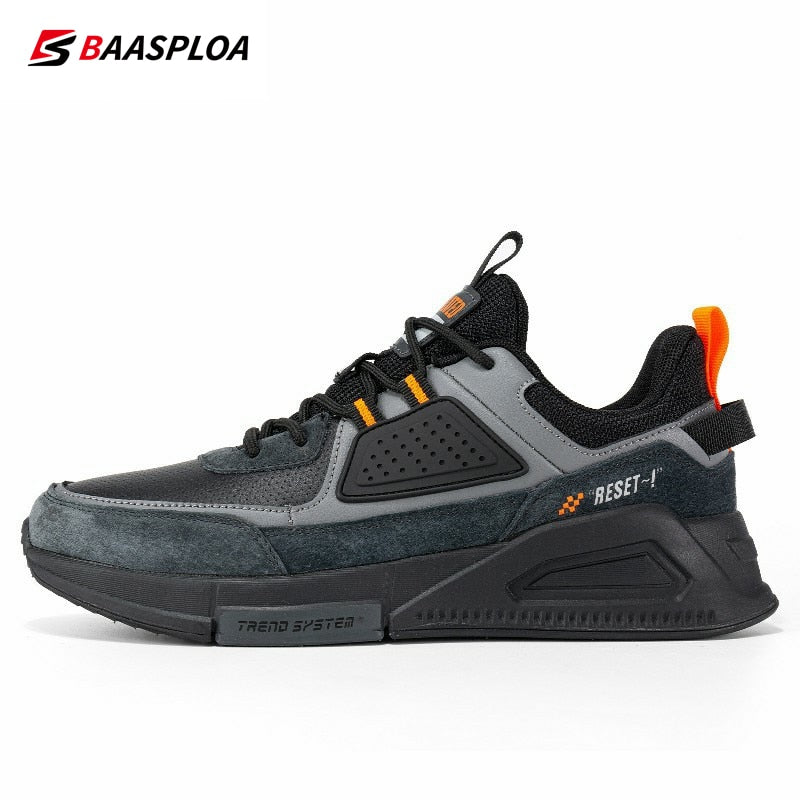 Baasploa 2022 New Men Leather Sneaker Waterproof Walking Shoes  Fashion Casual Shoes Non-Slip Wear-Resistant Male Sport  Shoe