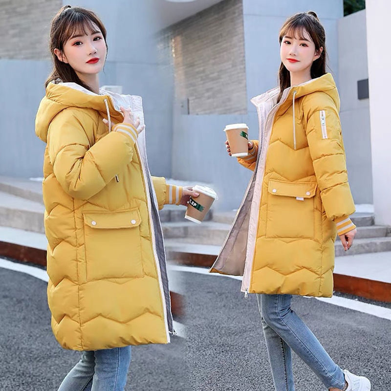 Women Winter Down Padded Jacket 2022 New Women Warm Thick Cotton Coat Korean Loose Hooded Parkas Female Outwear Winter Jacket