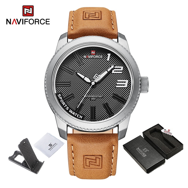 NAVIFORCE Popular Male Wristwatch Military Sports Shockproof Waterproof Leather Watch Men Fashion Casual Clock Relogio Masculino