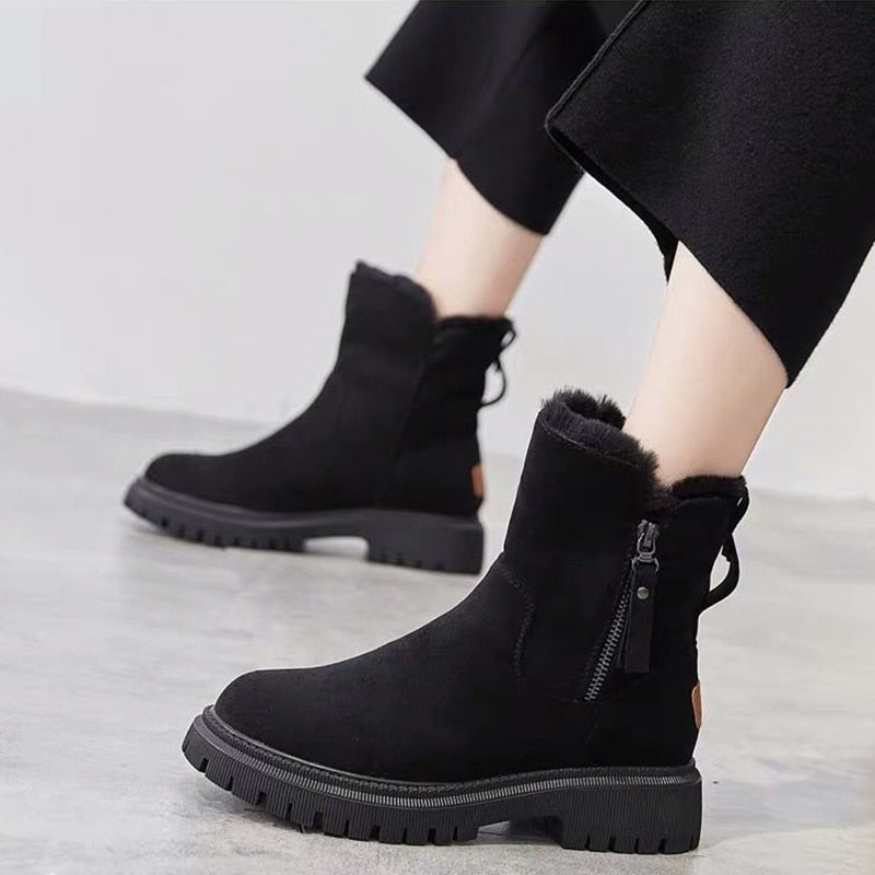 Winter Shoes Women Plush Boots Casual Fashion Warm Shoes Comfort Cotton Boots Platform Thigh High Boots Ladies Wedge Ankle Boots