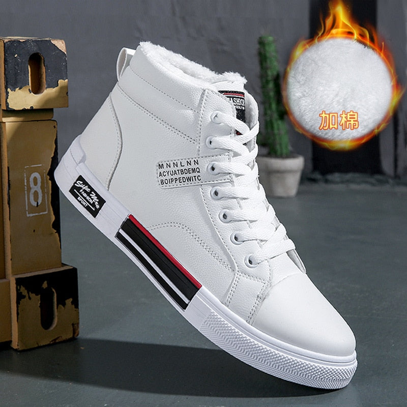 Brand Men High-Top Skateboard Shoes Leather Men&