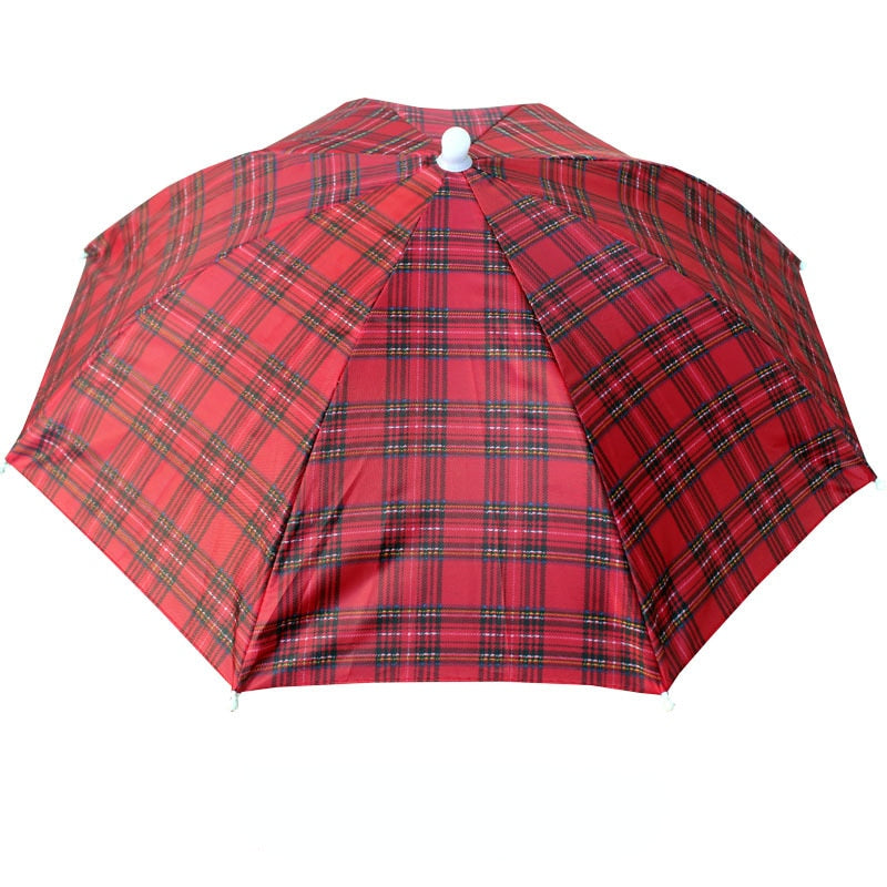 Portable Rain Umbrella Hat Foldable Outdoor Pesca Sun Shade Anti-UV Camping Fishing Headwear Cap Beach Head Hats Accessory