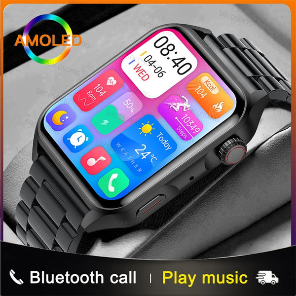 SACOSDING New Sport Smartwatch Men Women AMOLED Screen  Bluetooth Call Always Display The Time HeartRate Smart Watch For Android