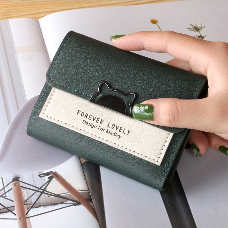 Women Wallet Small Cat Ear Cute Mini Wallet Unique Design Ladies Contrasting Metal Buckle Small Coin Purse Portable Purse New In