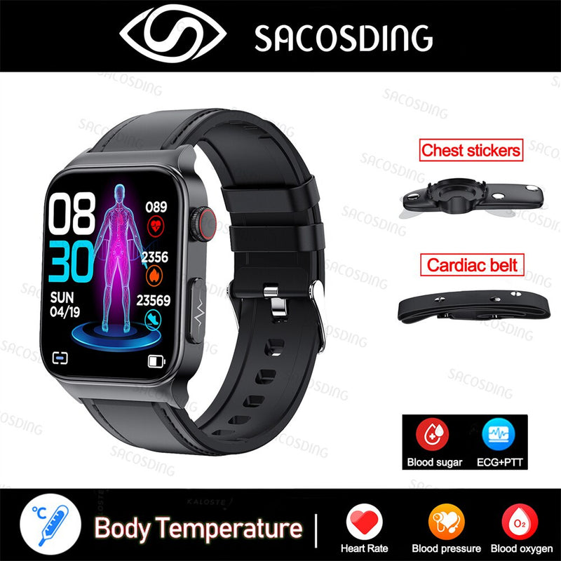 2022 NEW Blood Glucose Smart Watch Men ECG Monitor Blood Pressure Body Temperature Smartwatch IP68 Waterproof Fitness Tracker