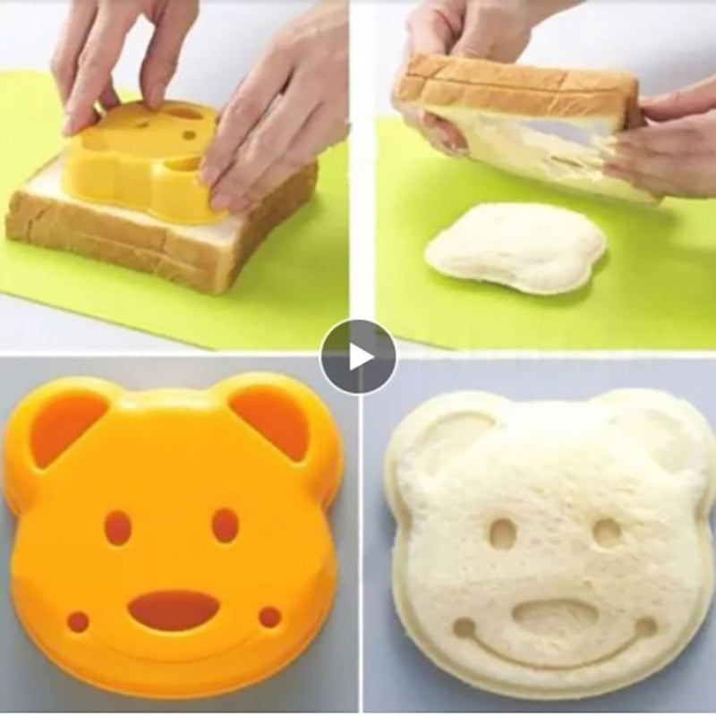 Teddy Bear Sandwich Mold Toast Bread Making Cutter Mould Cute Baking Pastry Tools Children Interesting Food Kitchen Accessories