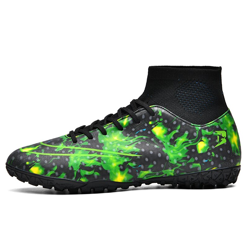 Men‘s High Top Soccer Shoes TF/FG Football Boots Cleats Non-Slip Wear-Resistant Grass Training Sneakers Outdoor Sport Footwears