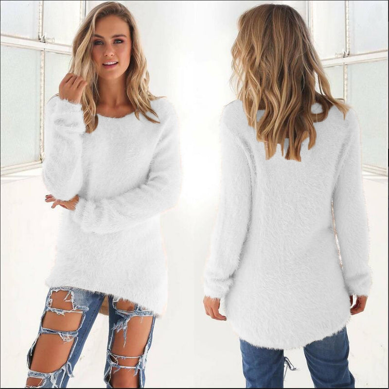 Fashion Womens Winter Warm Sweater Fluffy Plain Jumper Ladies Casual Long Pullover Tops Autumn Oversize Korean Sweater 2022 New