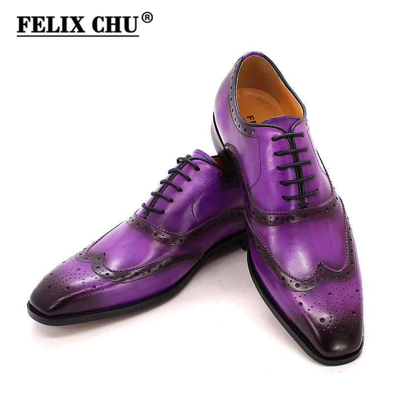 Size 6-13 Handcrafted Mens Wingtip Oxford Shoes Genuine Calfskin Leather Brogue Dress Shoes Classic Business Formal Shoes Man