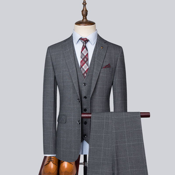 Boutique (Blazer + Vest + Trousers) Men's Suit Elegant Fashion Business Italian Style Casual Slim Gentleman Formal Suit 3-piece
