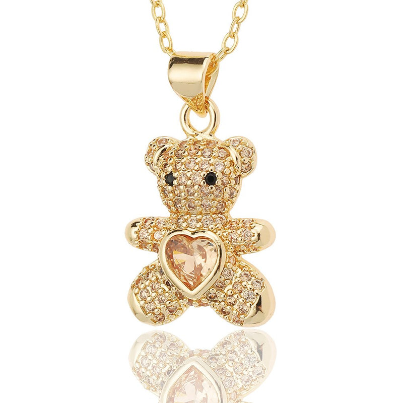 New Women's Fashion Jewelry Copper Plated Real Gold Pendant LOVE Love Bear Temperament Wild Necklace Party Holiday Gift