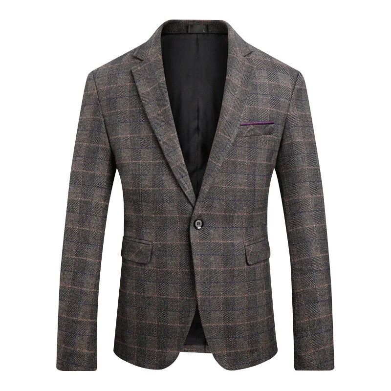 British's Style Vintage Plaid Blazer Men Casual Slim Fit Suit Jacket Single Button Business Social Blazer Plus Size M-5XL Hombre