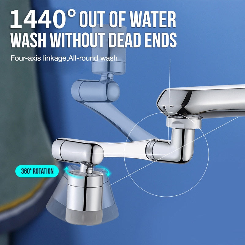 Universal 1080 Degree Rotatable Faucet Aerator Extender Plastic Splash Filter Faucets Bubbler Nozzle Robotic Arm 2 Modes Faucet