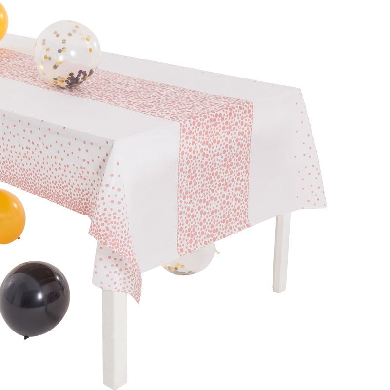 1pc TECHOME Disposable Table Cover Dotted Table Runner Design 54"x108" Waterproof Oilproof Tablecloths for Rectangle Tables