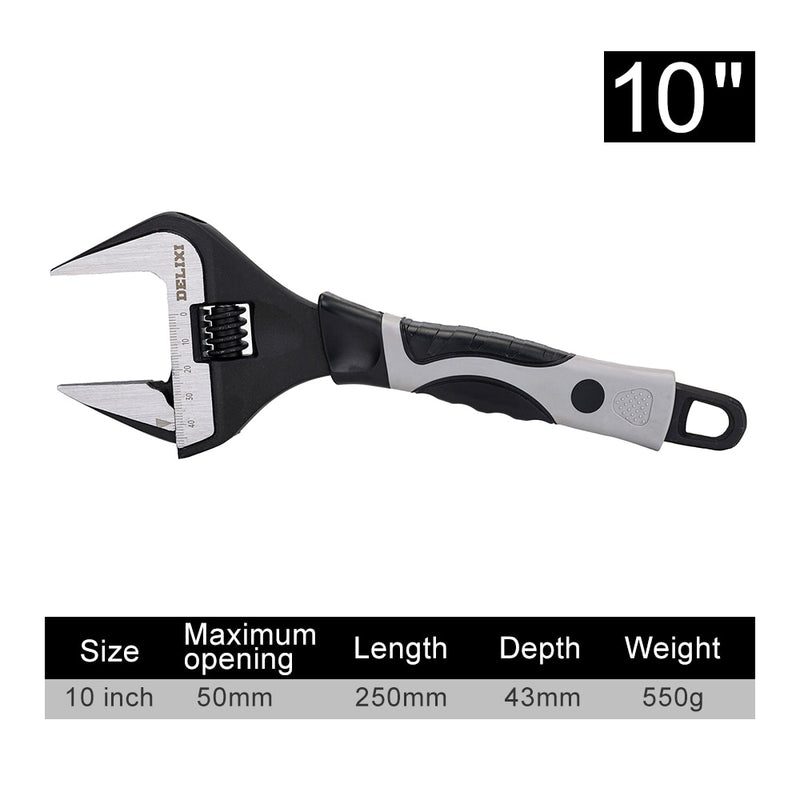 DELIXI Genuine Adjustable Wrench Universal Spanner CR-V Steel Mechanical Workshop Hand Repair Tools Car Bicycle Wrench