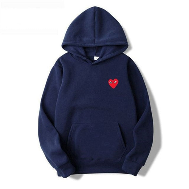 2022 hot sale men's and women's pure cotton heart-shaped print pocket wool thick lover autumn and winter casual hoodie