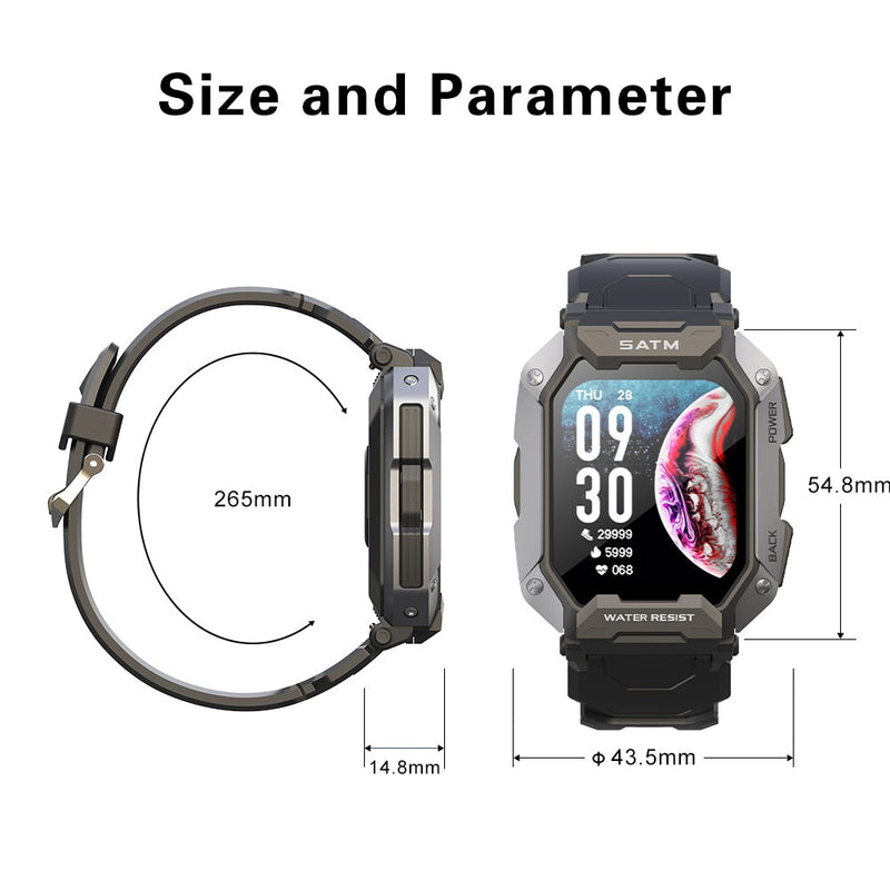 SKMEI 380mAh Swimming Smartwatch 1.71 inch IP68 Waterproof Heart Rate Monitor Pedometer Sports Smart Watch Men for android ios