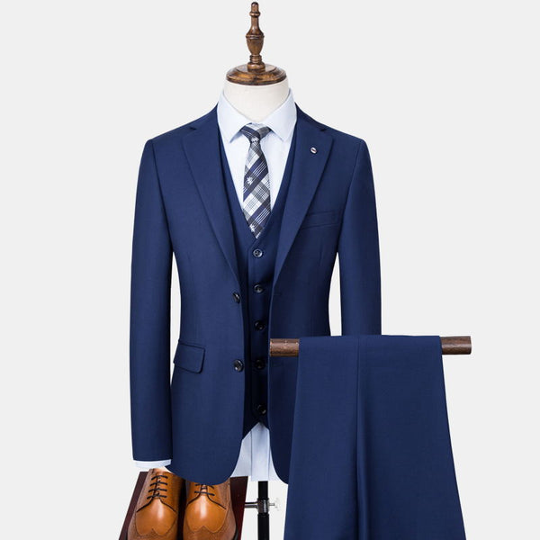 Boutique (Blazer + Vest + Pants) Men's Suit Fashion Business Elegant Solid Color 2 Buttons Gentleman Wedding Formal 3 Piece Set