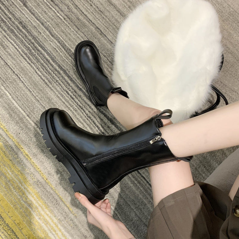 New Luxury Chelsea Boots Women Ankle Boots Chunky Winter Shoes Platform Ankle Boots Slip on Chunky Heel  Boot Brand Designer