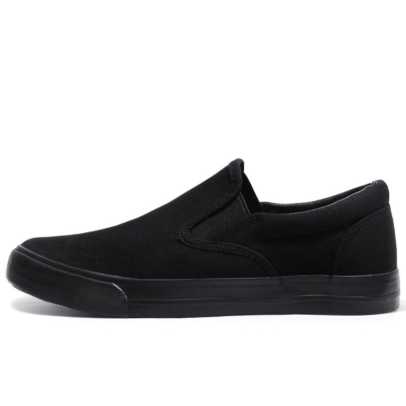 Canvas Shoes Men Loafers Cool Young Man Street Black Shoes Breathable Men Casual Shoes Flat Slip-on Plus Size N023