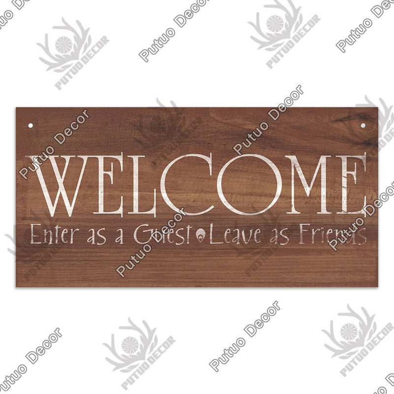 Putuo Decor Welcome Signs Decorative Plaque Wooden Hanging Signs Sweet Home Family Door Sign for Home Garden Doorway Decoration