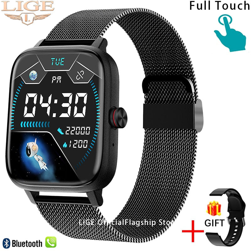 LIGE Call Smart Watch Women Custom Dial Smartwatch For Android IOS Waterproof Bluetooth Music Watches Full Touch Bracelet Clock