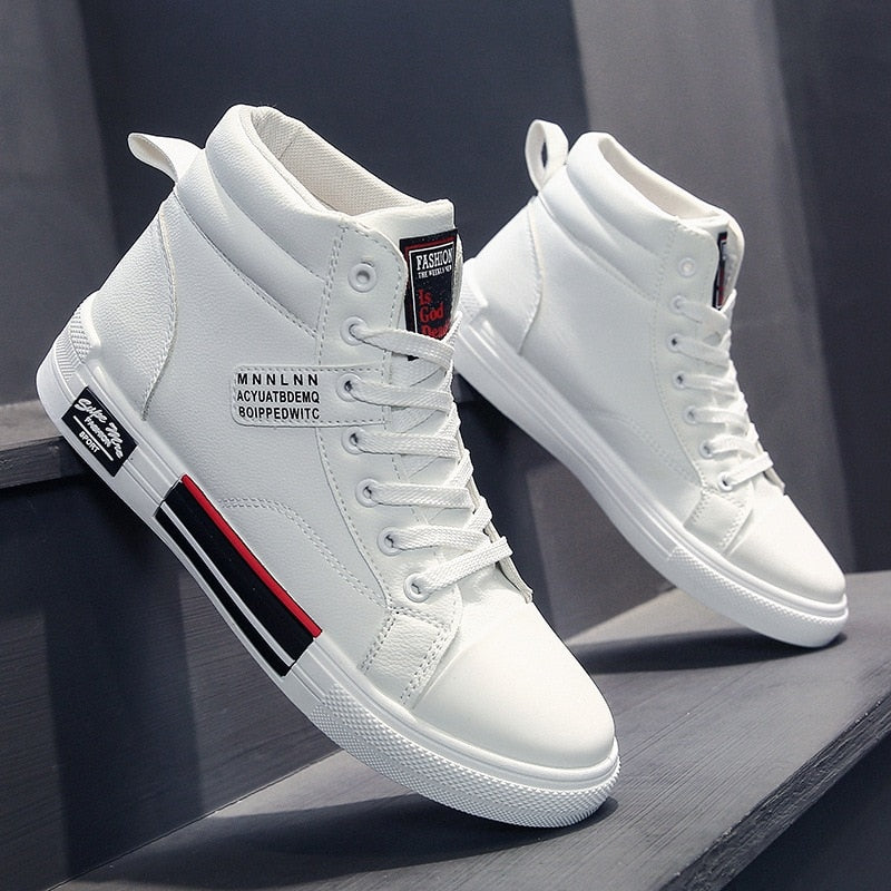 Brand Men High-Top Skateboard Shoes Leather Men&