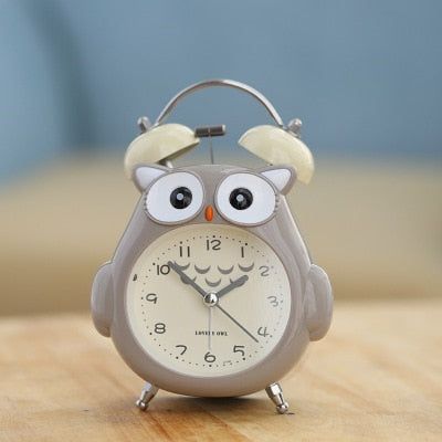 Cartoon Owl Mute Digital Wake Up Table Clock Cute Totoro Ring Bell Metal Bedroom Quartz Alarm Clock With Night Light