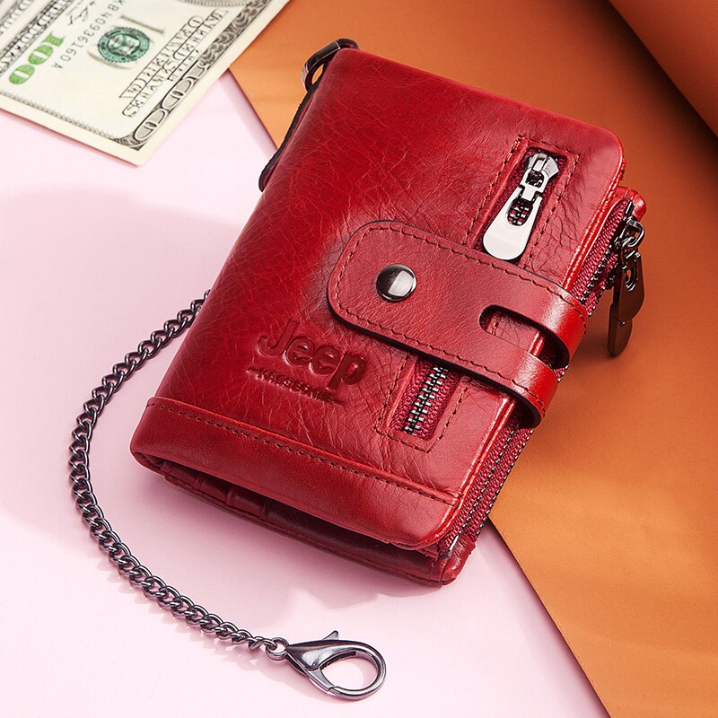 New Fashion Women Wallet Genuine Leather Lady Wallets Female Hasp Double Zipper Design Coin Purse ID Card Holder Short Wallet