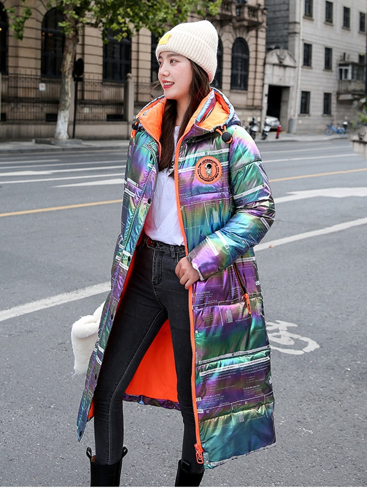 KBAT 2022 Winter Waterproof Long Parkas Cotton Padded Jacket Women Hooded Thick Warm Snow Coat Fashion Oversized Outerwear