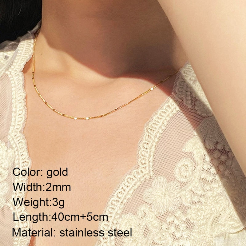 Chains Necklace for Women Stainless Steel Link Woman&