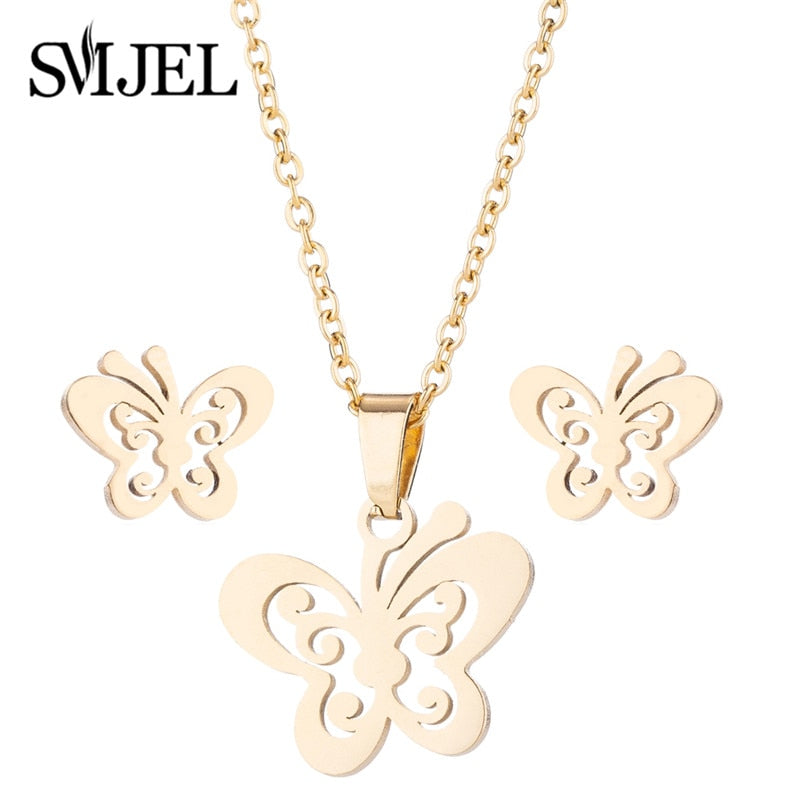 SMJEL Stainless Steel Necklaces for Women Jewelry Mini Animal Rabbit Necklace Heart Beat Dog Paw Print Collier Femme Wholesale