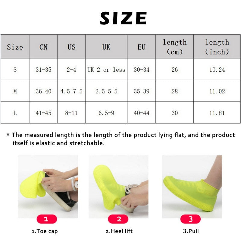 Rain Boots Waterproof Shoe Cover Silicone Unisex Shoes Protectors Waterproof Non-Slip Shoe Covers Reusable Outdoor Rainy Boots