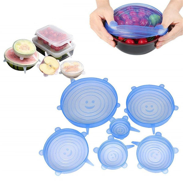 6 Pcs Kitchen Gadgets Kitchen Accessories Reusable Silicon Stretch Lids Universal Lid Silicone Food Wrap Bowl Lid Kitchen Tools