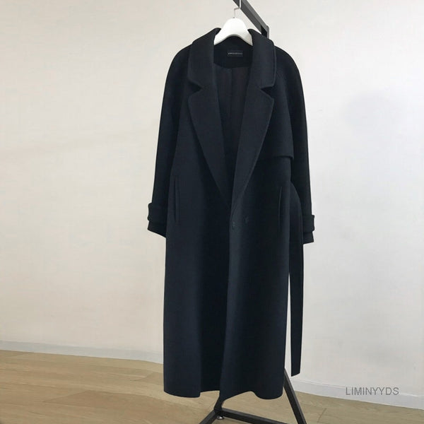 Spring Women Wool Blends Trench Coat Elegant Outerwear Casual Loose Cardigan Female Cashmere Overcoat Korean Version