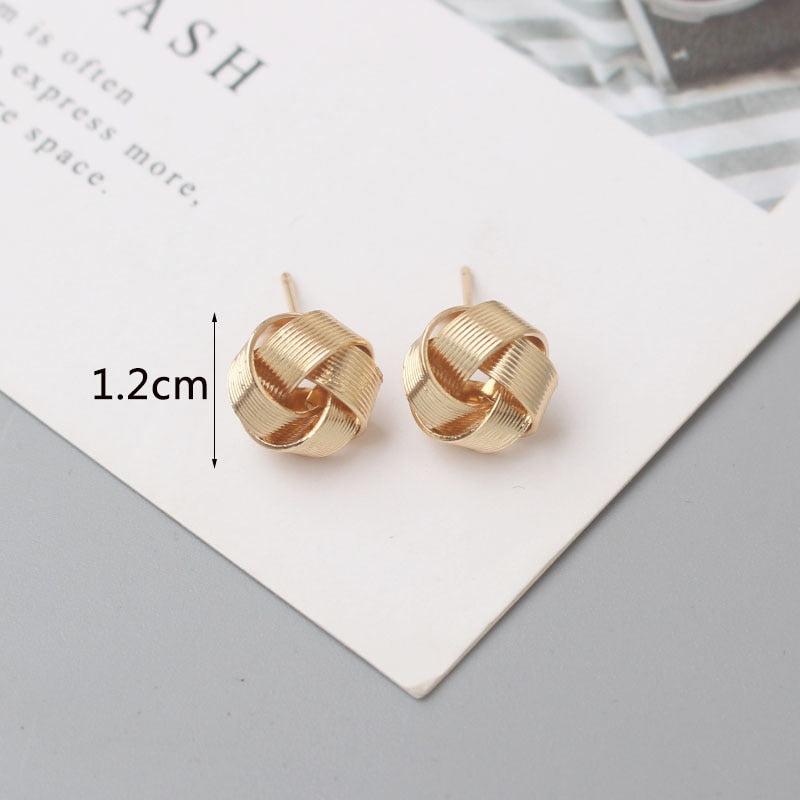 Tiny Metal Stud Earrings for Women Gold Color Twist Round Earrings Small Unusual Earrings boucles d&