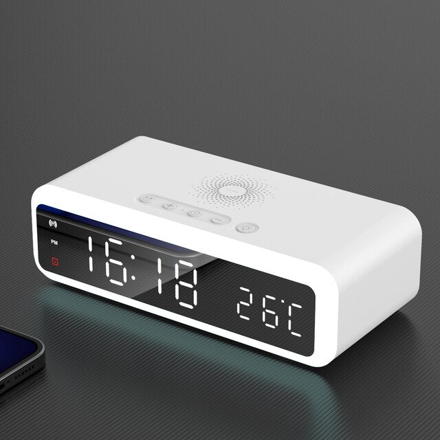 LED Digital Alarm Clock Electric With Wireless Charger Desktop Clock  Thermometer Despertador HD Mirror Clock Watch Table Decor