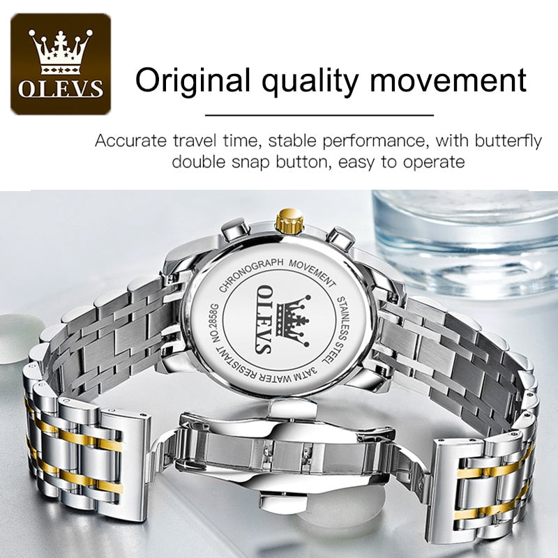 OLEVS Watches for Men Top Brand Luxury Chronograph Luminous Quartz Watch Fashion Business Waterproof Stainless Steel Wrist watch