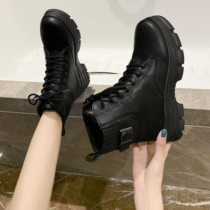 New Arrivals Soft Boots Women Shoes Woman Boots Fashion Round PU Ankle Boots 2022 Winter Elastic Black Boots Comfortable Boots