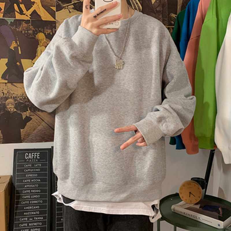 New Men Hoodies Autumn Winter Korean Fashion Letter Print Oversized Pullover Tops Harajuku Hip Hop Casual Sweatshirts Streetwear