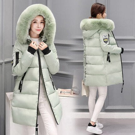 2021 Winter Parka Women&#39;s Long Padded Cotton Casual Fur Hooded Jacket Women&#39;s Thick Warm Parka Women&#39;s Coat Coat