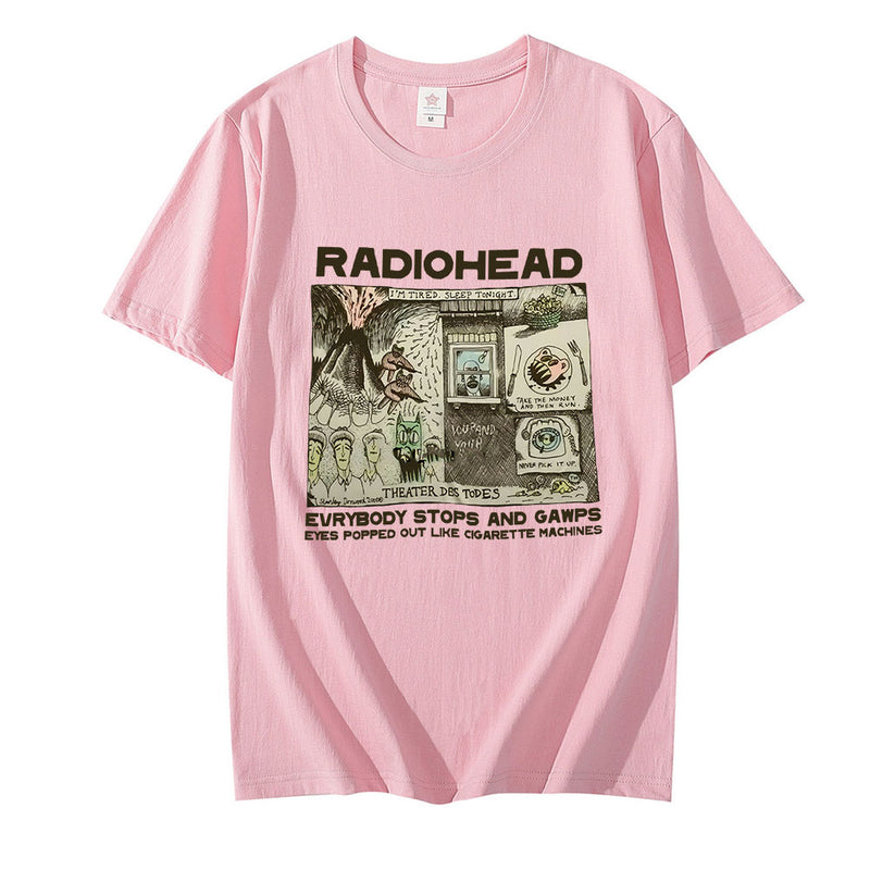 Radiohead T Shirt Men Fashion Summer Cotton T-shirts Kids Hip Hop Tops Arctic Monkeys Tees Women Tops Rock Boy Camisetas Hombre