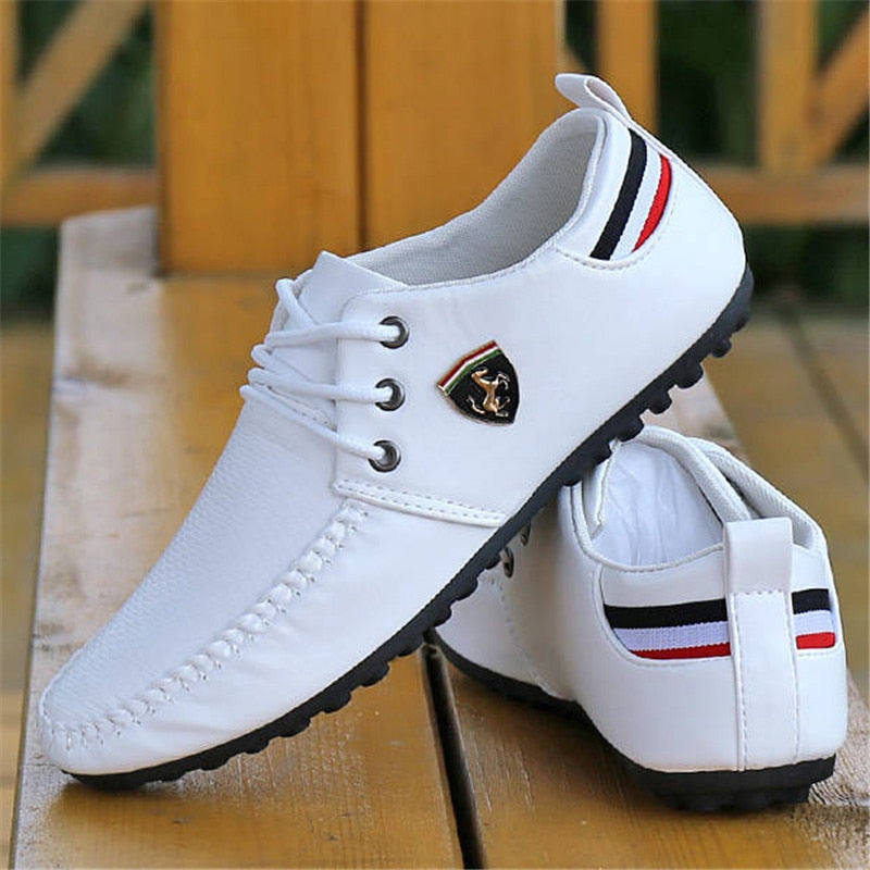 2022 Solid Color Non-slip Men Driving Shoes Spring Autumn New Leather Breathable Men&
