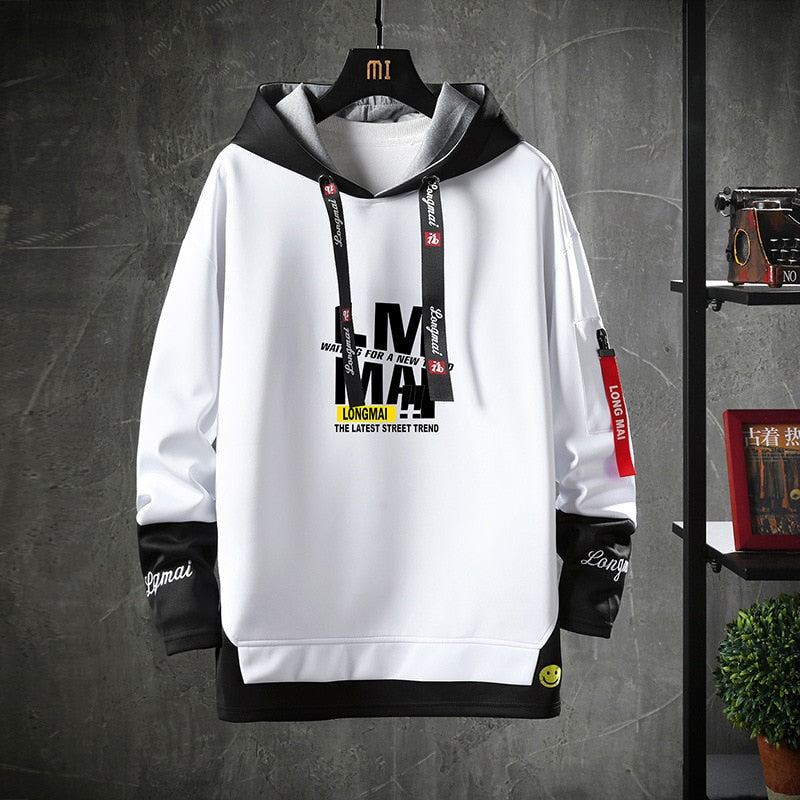 Hoodies Harajuku Sweatshirts Men Japanese Style Hip Hop Casual Streetwear Letter Printed Pullover Male Dropped Shoulder Hoodies