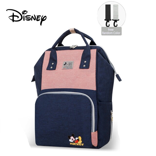 Disney 1Pair Free Hooks Mickey Baby Diaper Bags Bolso Maternal Stroller Bag Nappy Backpack Maternity Bag Maternal Backpack Mommy
