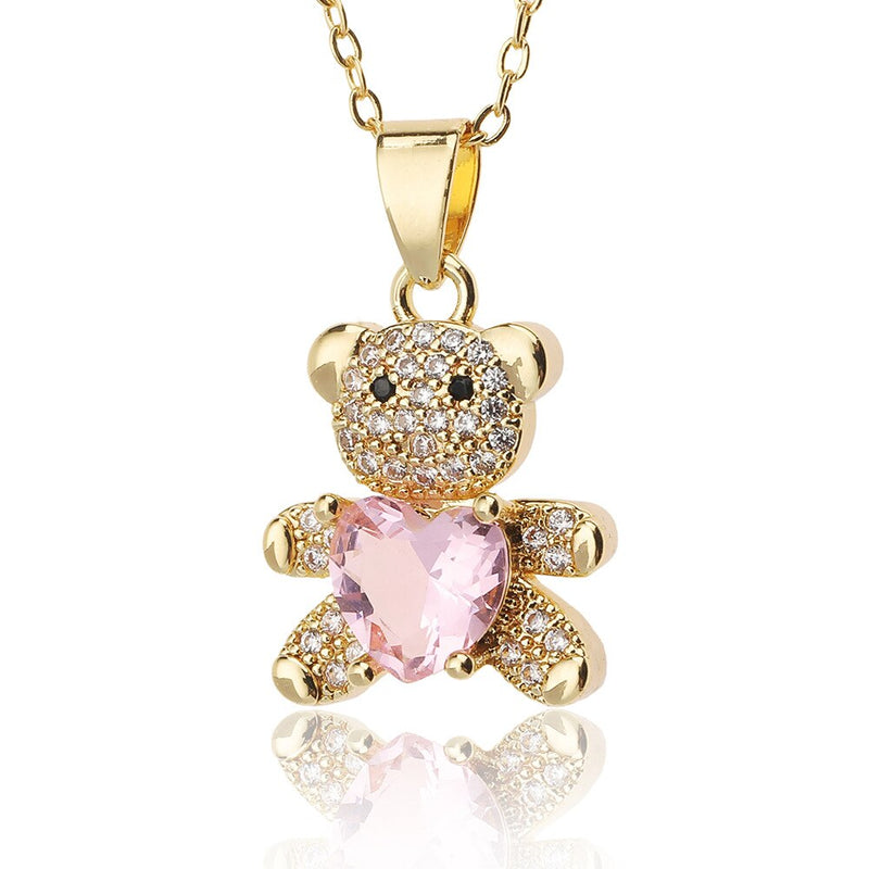 New Women's Fashion Jewelry Copper Plated Real Gold Pendant LOVE Love Bear Temperament Wild Necklace Party Holiday Gift