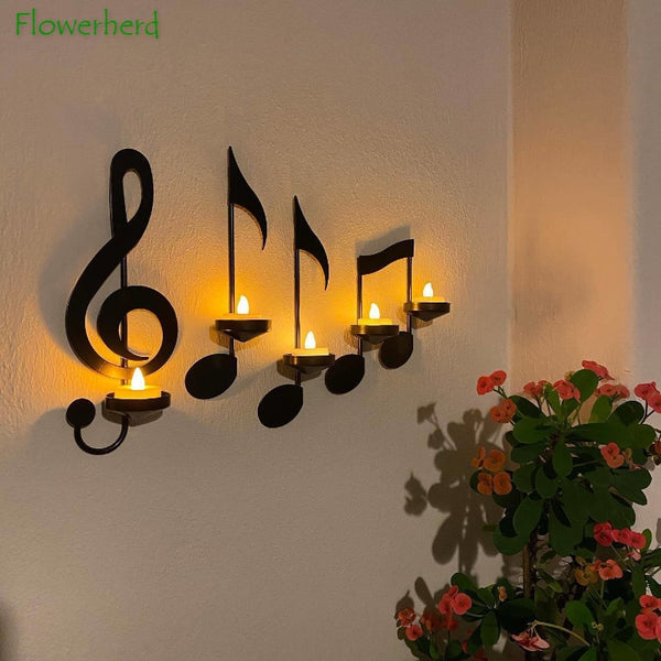 Phonogram Note Left Button Home Decoration Candle Holder Wall Hanging Decor Samto Home Left Key Decorative Candlestick Ornament