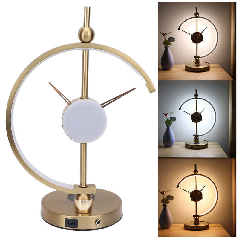 12W LED Clock Lamp Beautiful Stylish Silent Clock Table Lamp Ornament With Wireless Charging Base AC100-240V Home Decoration