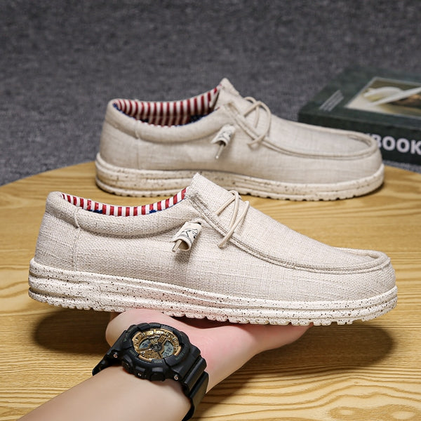 Summer Canvas Men Shoes High Quality Lightweight Driving flats Breathable Non-slip Classic Men&#39;s Casual Loafers plus Size40-48