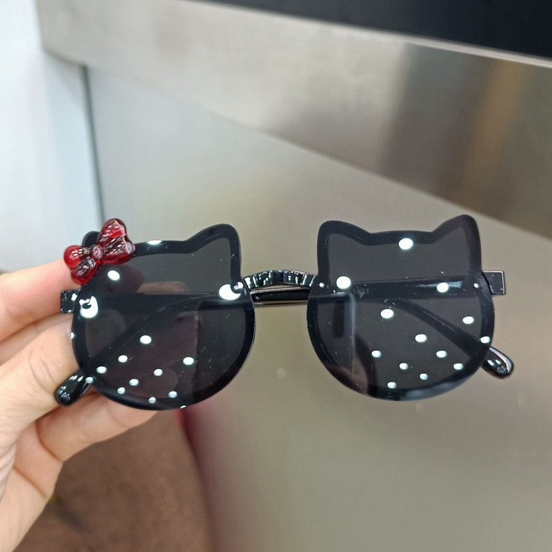 Summer Children Cute Kitty Sunglasses Acrylic Bow Outdoor UV Protection Sun Glasses Baby Girls Classic Kids Boy UV400 Eyewear